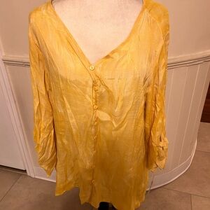 NWT Zac & Rachel Woman Old Gold Tie Dye 3/4 Sleeves Size 2X